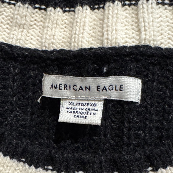 American Eagle Outfitters Black, Cream, and Purple Striped Sweater - Picture 2 of 2